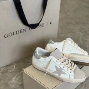 Golden Goose Women's Cream and Silver Star Sneakers
